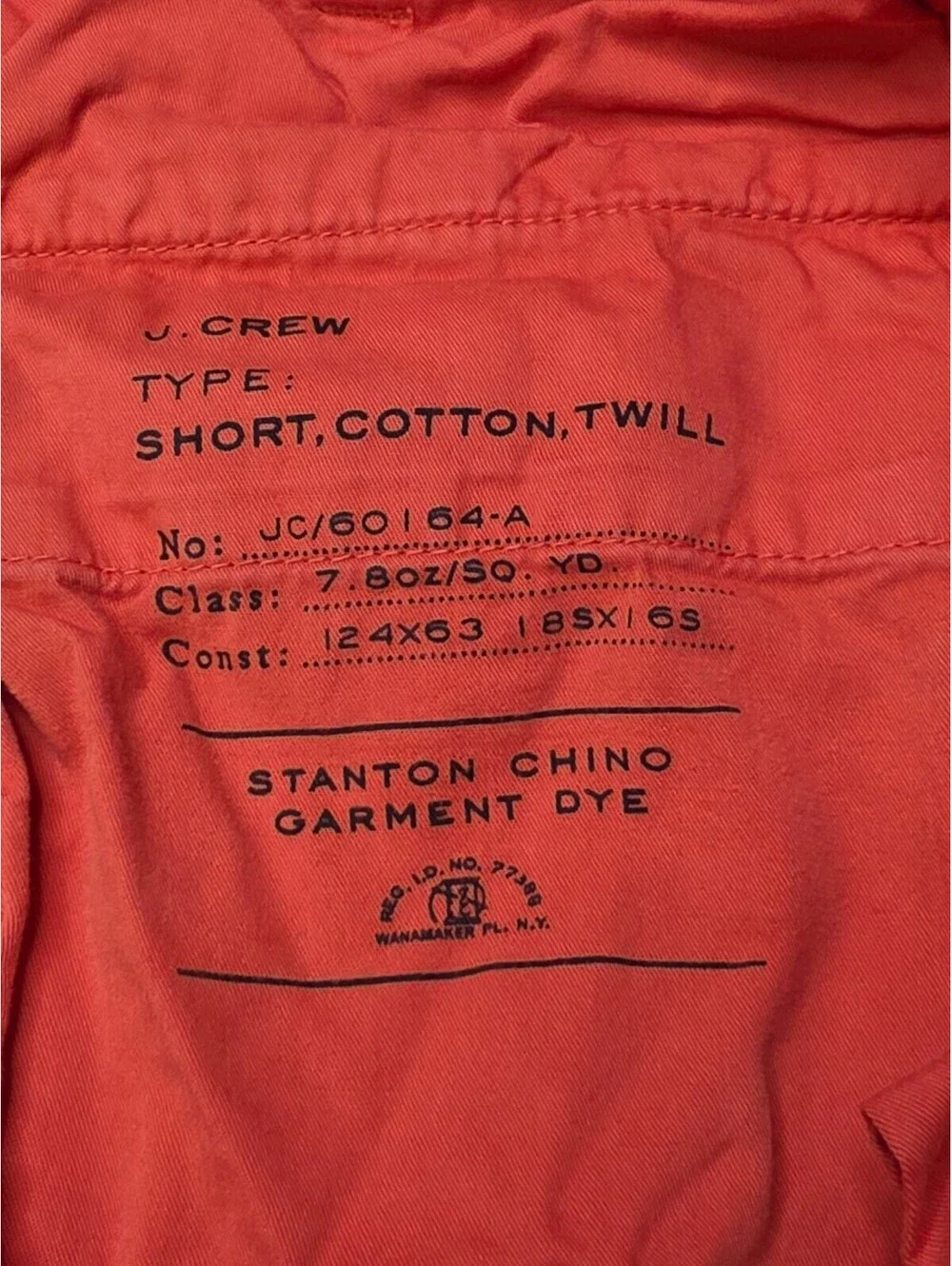 J.Crew Stanton Chino Shorts Mens 38 Coral Orange Garment Dyed Cotton Twill 9